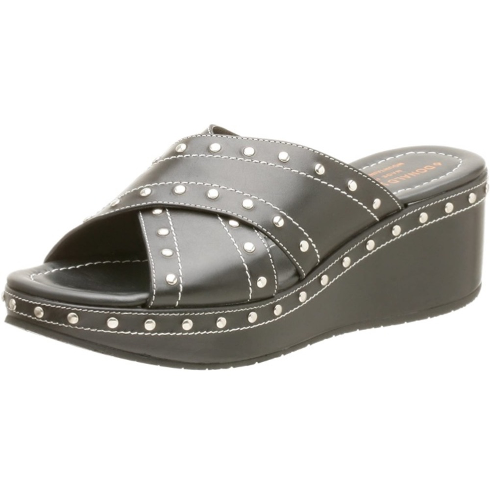 Donald J Pliner Syra Wedge Y2K Slides Black size 8
